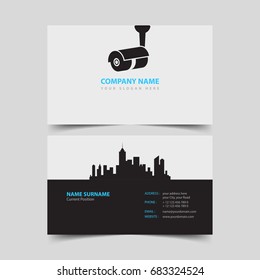 Security Video Surveillance Company Business Card Design Template. 