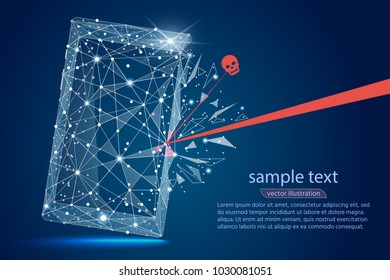 Security Violation - Infographical Concept. abstract design of mobile phone smartphone. Graphic design on the theme of Cyber-Security Technology.