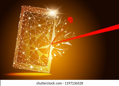 Security Violation - Infographical Concept. abstract design of mobile phone smartphone. Graphic design on the theme of Cyber-Security Technology.