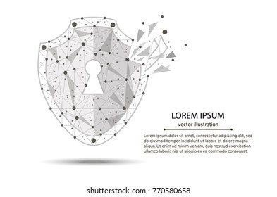 Security Violation - Infographical Concept. Graphic design on the theme of Cyber-Security Technology. from low poly wireframe on white background. abstract polygonal image mash line and point.vector