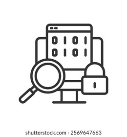 Security vulnerability icon in line design. Security, vulnerability, cyber, hacking, malware, threat, antivirus, data breach on white background vector. Security vulnerability editable stroke icon