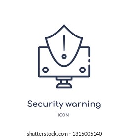 security warning icon from security outline collection. Thin line security warning icon isolated on white background.
