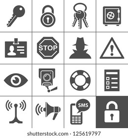 Security and warning icons. Simplus series. Vector Illustration