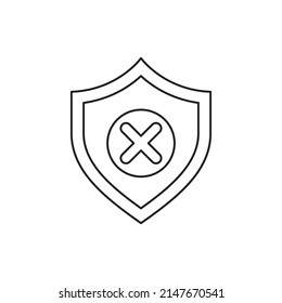 Security warning, shield warning icon line style icon, style isolated on white background