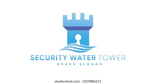 SECURITY WATER TOWER LOGO WITH MODERN STYLE PREMIUM VECTOR