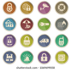 security web icons in the form of round paper labels