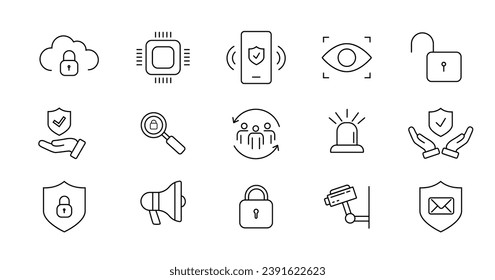 Security web icons in line style. Security,guard, lock, access. Vector illustration. 