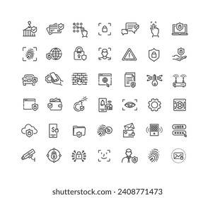 Security web icons. Safety, security, protection thin line symbols