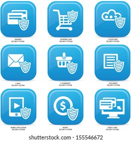 Security web media icons,Blue version,vector