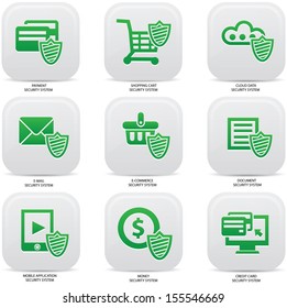 Security web media icons,Green version,vector