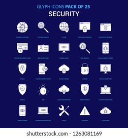 Security White icon over Blue background. 25 Icon Pack