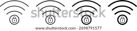 Security wifi internet icon set. Network protection symbols. Private wifi internet icon. Wireless internet protection signs 
