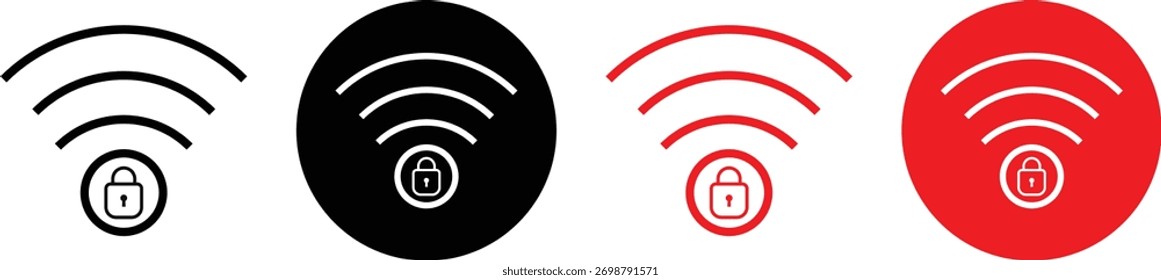 Sicherheit WiFi Internet. Privates WiFi-Internet-Icon. WiFi-Schutz- und Sicherheitssymbole. Symbole für den Schutz drahtloser Netzwerke.