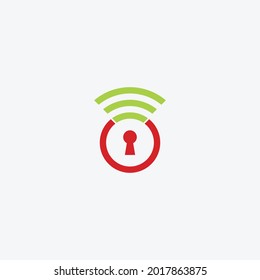 Plantilla de diseño del logotipo del icono de bloqueo WiFi de seguridad.