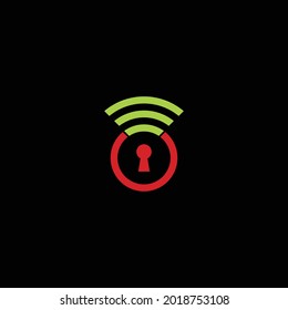 Design-Vorlage für das Design des WLAN-Symbols für Sicherheitseinstellungen. Schwarzer Hintergrund.