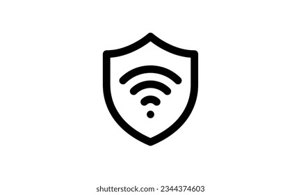 security wifi vector icon black and white background out line style eps8