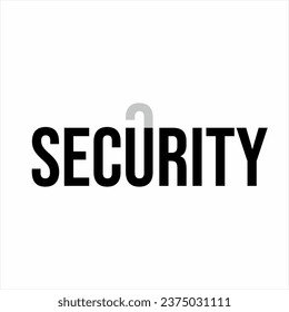 Security word design with padlock illustration on the letter U.