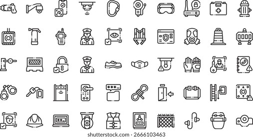 Sicherheit am Arbeitsplatz Symbole Hochwertige Vektorsymbol-Kollektion mit bearbeitbarem Strich. Ideal für professionelle und kreative Projekte