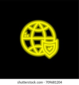 Security yellow glowing neon ui ux icon. Glowing sign logo vector