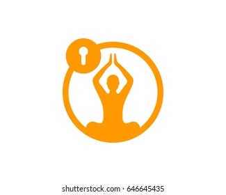 Security Yoga Lock Icon Logo Design Element