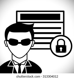 Securty system concept, warning icons design, vector illustration 10 eps graphic