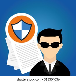 Securty system concept, warning icons design, vector illustration 10 eps graphic