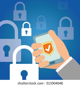 Securty system concept, warning icons design, vector illustration 10 eps graphic