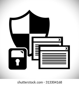 Securty system concept, warning icons design, vector illustration 10 eps graphic