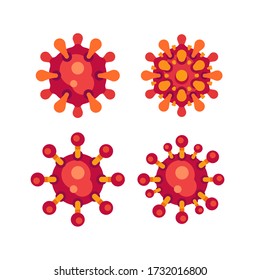 Sed of red virus flat icons. SARS-CoV-2 novel coronavirus vector illustration.