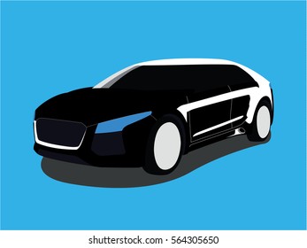 Sedan black realistic vector illustration isolated