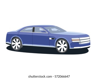 Sedan blue realistic vector illustration isolated