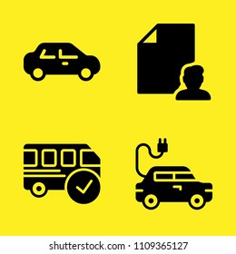 sedan, bus, file and electric car vector icon set. Sample icons set for web and graphic design