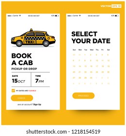 Sedan Cab Taxi Vector Illustration UX and UI For Phone Screen