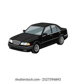 Sedan car black colored vector illustration design