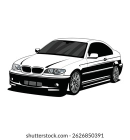 sedan car black and white vehicle vector