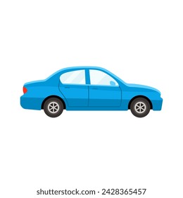 Sedan car blue coloured flat style vector illustration