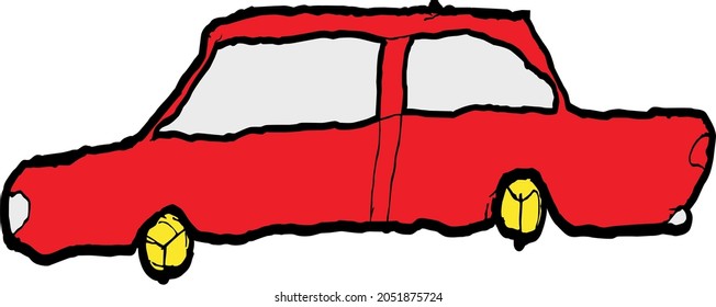 sedan car in child draw style