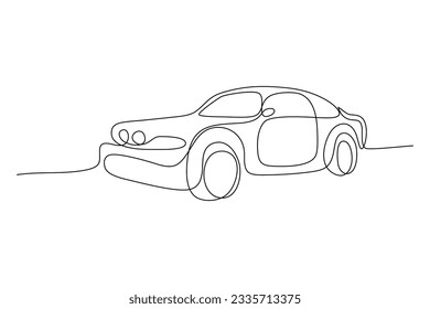  sedan car continuous line art drawing