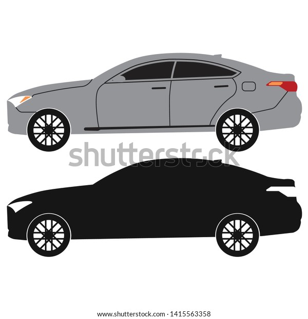 Sedan car design.\
Two versions, color and black. Beautiful car vectors that you can\
use in your desired job.