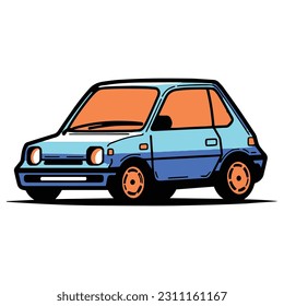sedan car in flat line art style isolated on background