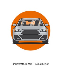 Sedan car front view, vector illustration