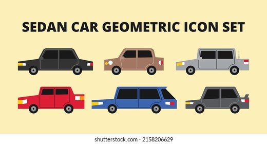 Sedan car geometric icon set