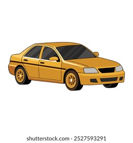 Sedan car gold colored vector illustration design