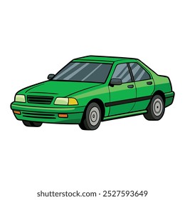 Sedan car green colored vector illustration design