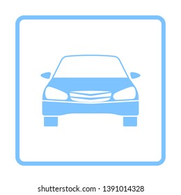 Sedan Car Icon Front View. Blue Frame Design. Vector Illustration.