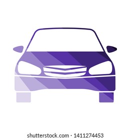 Vista frontal del icono de Sedan Car. Diseño de la escalera de color plana. Ilustración vectorial.