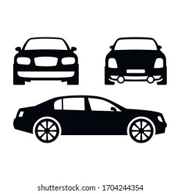 Sedan car icons on white background