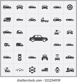 sedan car icons universal set for web and mobile