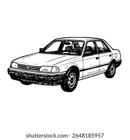 Vector del icono de la línea del coche del sedán en el fondo blanco
Icono de línea de Vector sobre fondo blanco