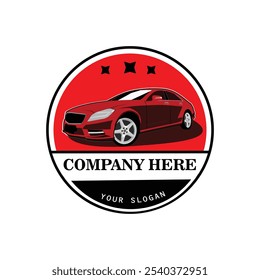 Sedan car logo design red color